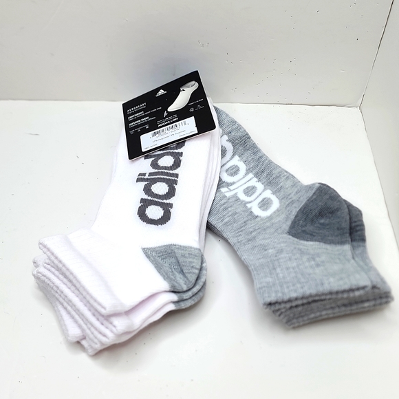 ⭐️ADIDAS 💯 6 PAIRS OF QUARTER LENGTH SOCKS, GREY, WHITE LOGO - Picture 5 of 8